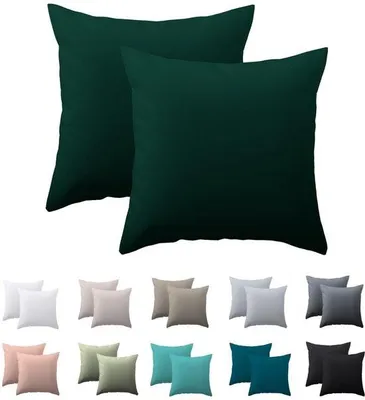 Productafbeelding van Ibenzoa® 2-delige set kussenslopen, 40x40 cm, donkergroen – zachte microvezel, ademend, gemakkelijk te onderhouden met rits