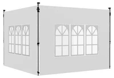 Produktbild von Wasserdichte Pavillon-Seitenwände mit Fenster, 2-teiliges Set für 3x3/3x4 m | Farbe: Weiß