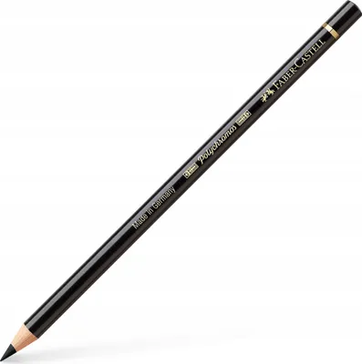 A black Faber-Castell Polychromos colored pencil on a white background.