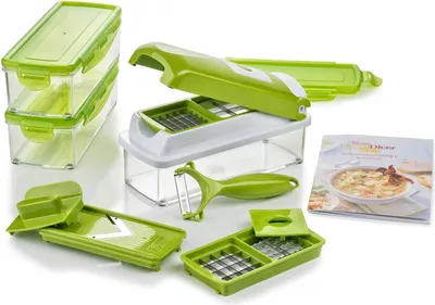 Produktbild von Genius Nicer Dicer Smart (13 Teile) Gemüseschneider Zwiebelschneider Allesschneider inkl. Rezeptheft in kiwi; A33848