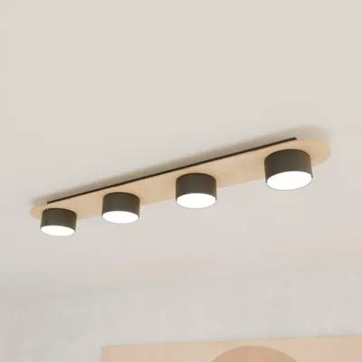 Immagine prodotto di Lampada a sospensione DIAZ in legno chiaro e nero, 4xGX53x10W, legno, dimensioni: 7x70x11 cm, IP20, Emibig