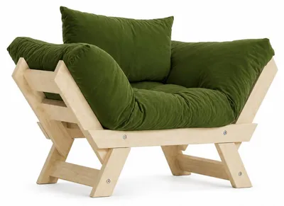 Image de Fauteuil de jardin en bois de pin et lin naturel et vert - L 108 à 140 × P 75 cm - Imperméable
