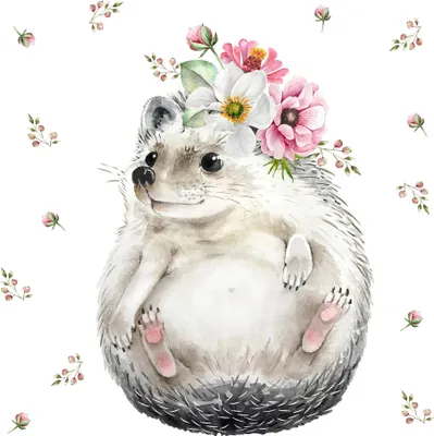 Produktbild von 20 Servietten Sweet Hedgehog - Igel mit Blumenkranz 33x33cm