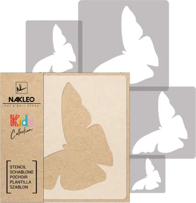 Produktbild von Schablonen Malen für Kinder, 5 Stück Set 9x9 cm bis 34x34 cm Schmetterling Wiese Tier, Wiederverwendbare Kunststoff für Kinderzimmer Malvorlage Raumdekoration