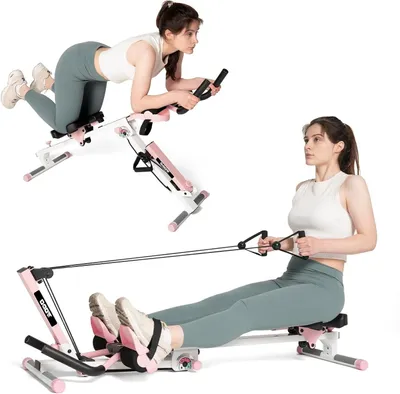 Immagine prodotto di Rematore multifunzione 3-in-1 - Macchina per il canottaggio - Attrezzatura per palestra - Attrezzo per il fitness - Attrezzo per l'addome