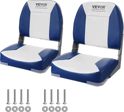 Image de Siège de bateau avec dossier bas, fauteuil de bateau de pêche pliable avec rembourrage en éponge, pack de 2