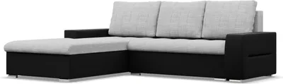Produktbild von Links Ecksofa mit Schlaffunktion Aurora, Grau + Schwarz