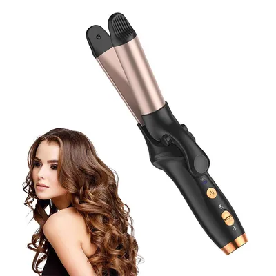 Produktbild von Kabelloser 2-in-1 Akku-Lockenstab & Haarglätter,Tragbarer automatischer Curler mit 4000mAh Akku, Keramikbeschichtung, 3 Temperaturstufen & USB-C Aufladung, Schwarz