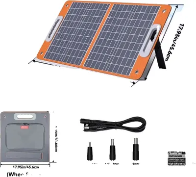 Zdjęcie produktu dla Składana ładowarka słoneczna o mocy znamionowej 60 W, lekka i przenośna, TSP18V60W