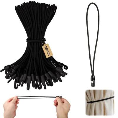 Imagen del producto de Bandas elásticas con ganchos, de 25 cm, paquete de 25 unidades, para lonas de protección
