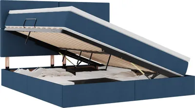 Produktbild von vidaXL Bett mit Stauraum und LED mit LED Blau 160 x 200 cm Polyester