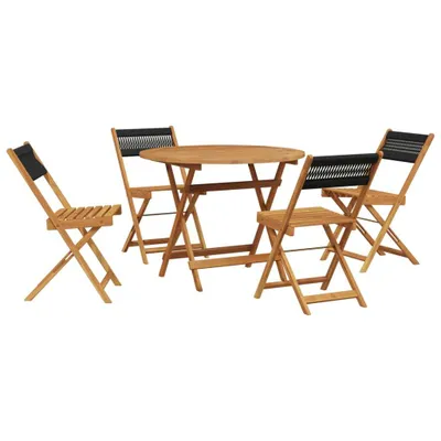 Produktbild von vidaXL 5-tlg. Garten-Essgruppe Polypropylen und Massivholz Schwarz