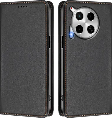Image de Etui en cuir pour Tecno Camon 30 4G/Camon 30 5G, étui magnétique en cuirPolyuréthaneavec support Noir
