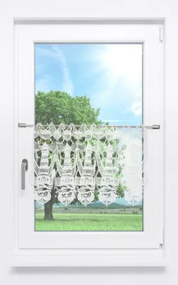 Produktbild von Scheibengardine Plauener Spitze - Leuchtturmliebe  (Bx H) 80cm * 40cm weiß/Rohweiß