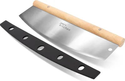 Produktbild von Joejis Pizzaschneider Holzgriff 33,5 cm - Pizzaschneider Wiegemesser Pizza - Pizza Messer - Pizzaschneider Edelstahl - Pizzaschneider mehrfach verwendbar