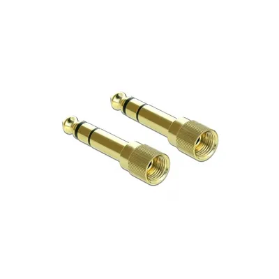 Produktbild von Adapter Audio Klinke 3,5 mm Buchse > 6,35 mm Stecker verschraubbar Metall-gold 3 Pin Delock