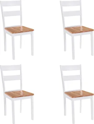 Produktbild von The Living Store Esszimmerstühle 4 Stk. Weiß Kautschukbaum Massivholz