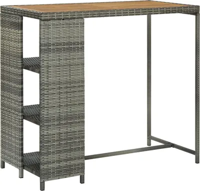 Immagine prodotto di The Living Store Tavolo da bar con ripiano grigio 120x60x110 cm in poly rattan