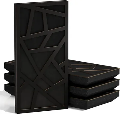 Produktbild von 4er-Pack – Schmale Akustikpaneele mit Samtstoff |50x25 cm| Dekorative Geräuschkontrolle & Echoreduzierung | Diffusion [SKYROSS-F Schwarz|Schwarz]