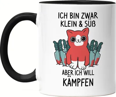 Produktbild von Katzen Tasse Schwarz Katzenbesitzer Katzenliebhaber Katzen-Mama Lustig Geschenk Katzenmotiv & Spruch Kaffeetasse
