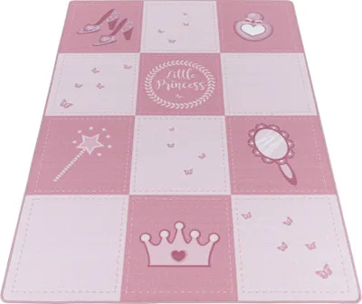 Produktbild von Teppich Läufer Kinderzimmer Pink 80x120 Prinzessin-Design aus Polyamid