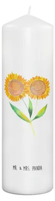 Produktbild von Mr. & Mrs. Panda Kerze Blume Sonnenblume 29 x 8 cm XL - Weiß - Geschenk, Bedruckte, Erinnerungslicht, Best Friends, Beste Freundin, Stumpenkerze, Zusammen, Garten