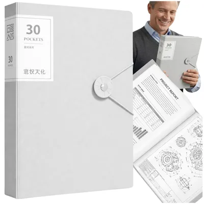 Immagine prodotto di Raccoglitore per documenti in formato A4 con 30 scomparti e elastico, bianco