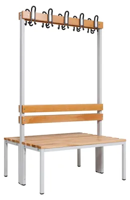 Produktbild von Furni24 Umkleidebank doppelseitig 100 cm Buche Stahl Grau