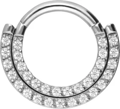 Produktbild von Ohrpiercing, Nasenpiercing, Septum Piercing Titan Segmentring Clicker 2 KRISTALLREIHEN