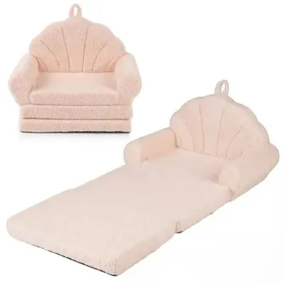 Zdjęcie produktu dla Rozkładana kanapa dla dzieci 2 w 1, wymiary: 53,5 x 35,5 x 46,5 cm, kolor beżowy