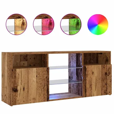Zdjęcie produktu dla Szafka pod TV z oświetleniem LED, stare drewno, 120x30x50 cm