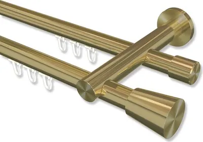 Produktbild von Interdeco Innenlaufstange, Gardinenstange mit Innenlauf Messing-Optik Modell Platon Sitra, 20 mm Ø 2-läufig, 400 cm (geteilt)