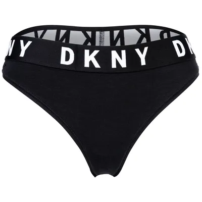 Image de DKNY - Culotte string pour femme, en coton modal extensible, avec logo, couleur noire, taille M