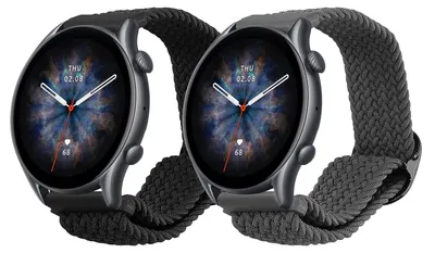 Produktbild von kwmobile 2x Uhrenarmband für 22mm Amazfit Bip 6 / Bip 5 / GTS 3 / Balance 2 Armband - Fitnesstracker Band Set aus Nylon - Ersatzarmband Smartwatch -