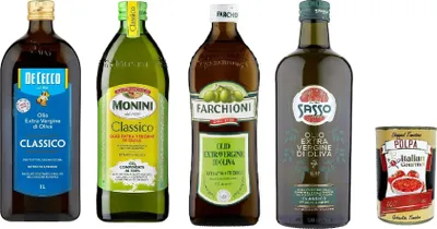 Produktbild von Testpaket De Cecco Monini Sasso Farchioni Olio Extra vergine D'oliva Natives Olive Olivenöl 1 Lt 100% Italienisch + Italian Gourmet polpa 400g