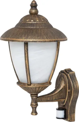 Zdjęcie produktu dla Kinkiet zewnętrzny z czujnikiem Madrid złoty 1xE27x60W metal wym:37x20x23,5cm IP43 Rabalux