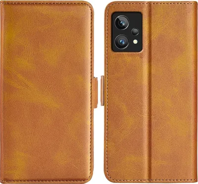 Produktbild von Mobigear Slim Magnet  Realme 9 Pro Plus Hülle Klapphülle Geldbörse - Cognac