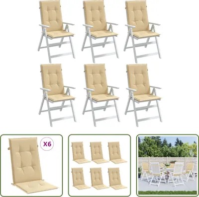 Image de The Living Store Coussins de chaise à haut dossier 6 pcs. Melange Beige 120x50x4 cm Tissu