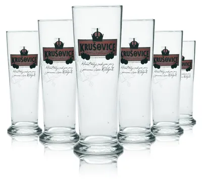 Produktbild von 6x Krusovice Glas 0,5l Bier Pokal Gläser Brauerei Czech Dunkel Schwarzes Gastro