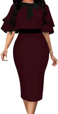 Obrázek produktu pro Dámské bodycon šaty, úzký střih, y krátký design, volánky, krátké rukávy, vhodné pro klub, základní střih