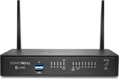 Obrázek produktu pro SonicWall TZ370, 3 Gbit/s, 3 Gbit/s, 1500 Mbit/s, 1000 Mbit/s, 57,42 BTU/h, Kabel