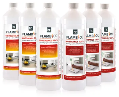 Produktbild von FLAMBIOL® Probierset 3x 1 L Bioethanol 96,6% + 3x 1 L Bioethanol 100%