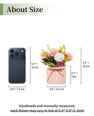 Immagine prodotto di Fiori artificiali di ortensia, set di 4 piccoli fiori artificiali con vaso, decorazione da tavolo per la casa