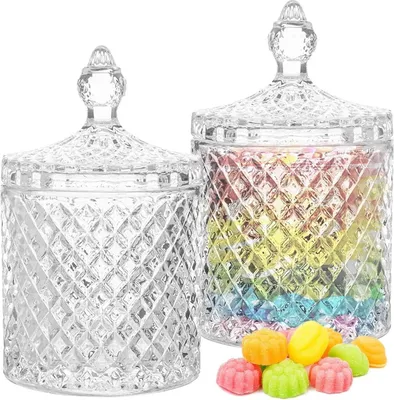 Produktbild von Bonbongeschirr Kristallglas Süßigkeiten Dose Dome 2er Set