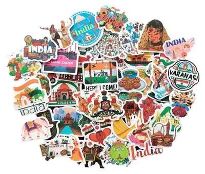 Indien-Sticker, 50 Stück, 4-5 cm, Vinyl, für Koffer & Laptop