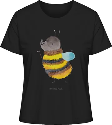 Produktbild von Mr. & Mrs. Panda Baumwoll T-Shirt Damen Hummel flauschig Größe L - Schwarz - Geschenk, Biene, Oberteil, Blume, Lustige Sprüche, Shirt, Basic, Natur