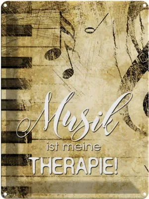 Produktbild von vianmo Blechschild 40x30 cm Retro Musik ist meine Therapie Spruch Zitat
