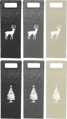 Produktbild von 6 Stück Flaschentüten aus Filz Tanne Rentier Schnee Weihnachten Geschenktaschen
