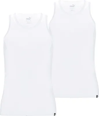 Zdjęcie produktu dla 2-pak Puma Basic Tank Top Men Męska kamizelka z okrągłym dekoltem, Kolor:Biały, Rozmiar odzieży:S