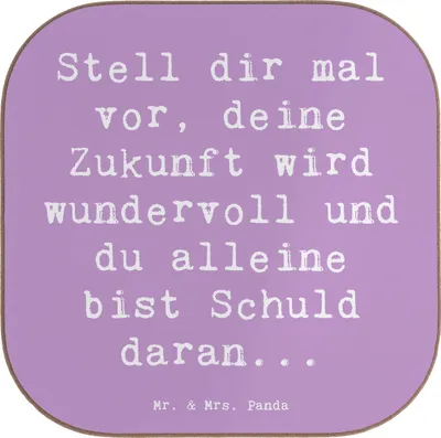 Produktbild von Mr. & Mrs. Panda Untersetzer für Gläser Spruch Mutig zu sich selbst stehen - Lavendeltraum - Geschenk, Tassenuntersetzer, positivity, Herzliche Botschaften, Zuversicht